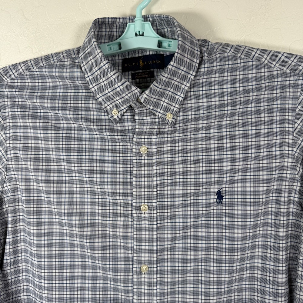 Ralph Lauren Shirt Mens Large Button Down‎ Performance Classic Fit Stretch Plaid
